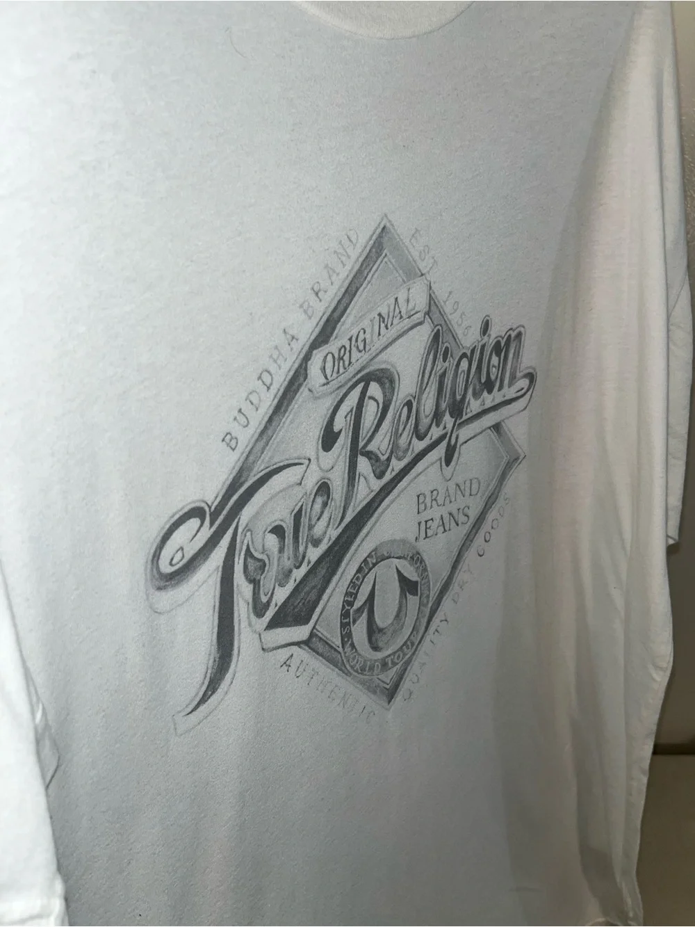 Men’s True Religion White/Grey T-Shirt Size 2XL